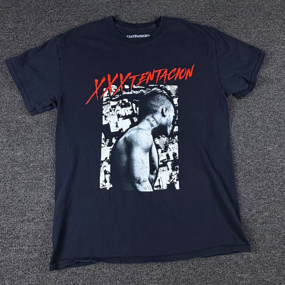 XXXTentacion T-Shirt Mens Medium Portrait Graphic Black Short Sleeve EUC